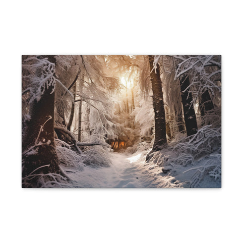 Winter Wonderland Canvas Print of snowy forest for home decor.