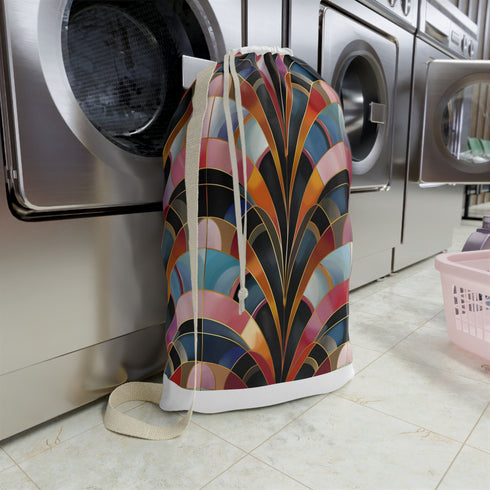 Stylish Art Deco Laundry Bag with bold abstract patterns and durable materials for easy transport