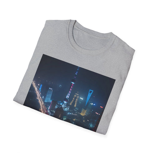 Shanghai Nights watercolor t-shirt in Charcoal, size S.
