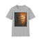 Charcoal crew neck T-shirt with vibrant Jupiter painting design