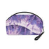 Lavender blossom print makeup bag with zipper, travel-friendly.