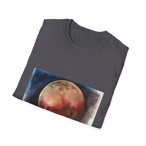 Red Planet watercolor hues T-shirt - Charcoal S size unisex.