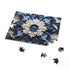 Blue porcelain texture puzzle with mesmerizing repeating pattern, 10" x 8".