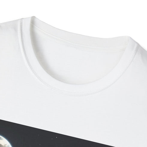 Charcoal cotton T-shirt featuring watercolor Earth from space design