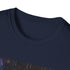 Charcoal crew neck T-shirt featuring psychedelic mushroom design in vibrant colors