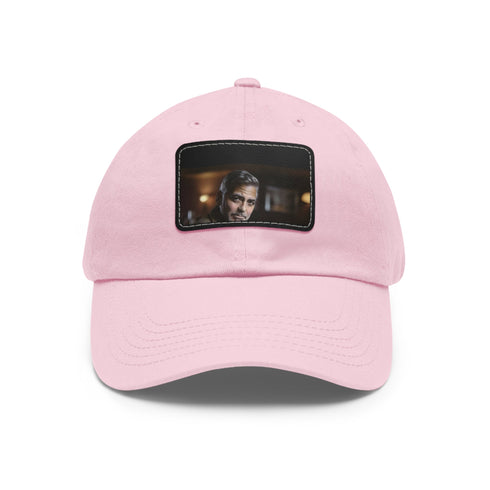 White cotton baseball cap with George Clooney logo patch.