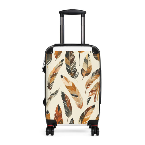 Boho Feather Dream Small Black Suitcase Pattern Bag.