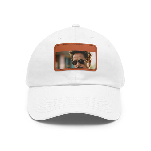 Iron Shades Snapback Cap in White with a Light Brown Patch