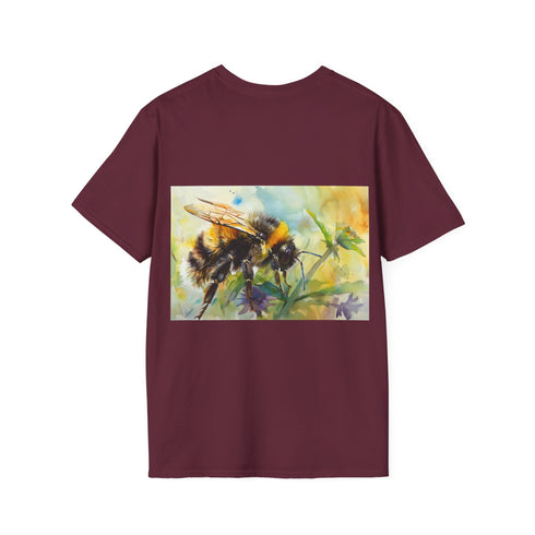 Bumblebee watercolor tee in charcoal, crew neck, perfect for summer.