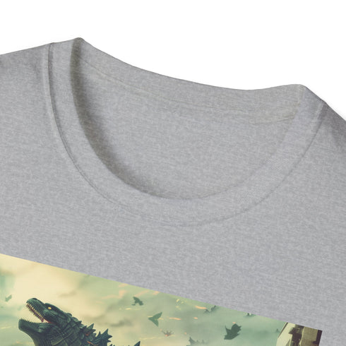 Charcoal cotton crew neck Godzilla T-shirt for summer, men and women.