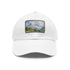 Swiss Alps watercolor cap in white with light brown patch and rectangle shape