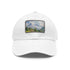 Swiss Alps watercolor hat with white/light brown patch and rectangle shape.