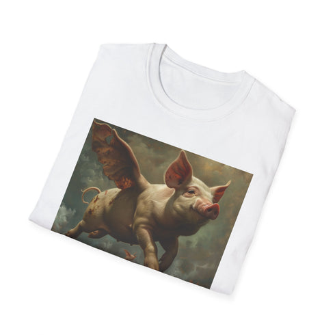 Surreal Flight Flying Pigs Charcoal T-Shirt.