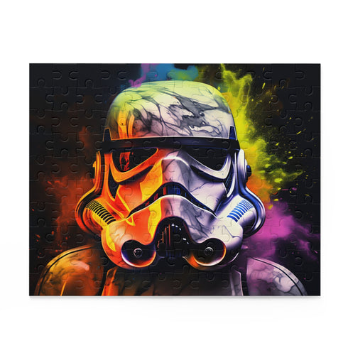 Vibrant neon Stormtrooper watercolor puzzle, 10" x 8" (120 pcs)