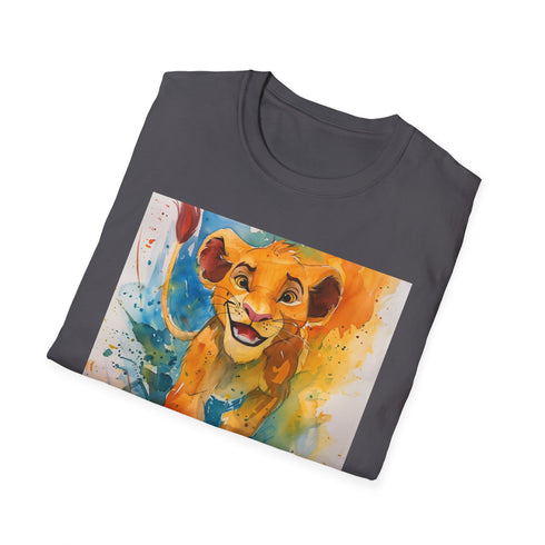 Charcoal cotton T-shirt with playful young Simba Lion King design
