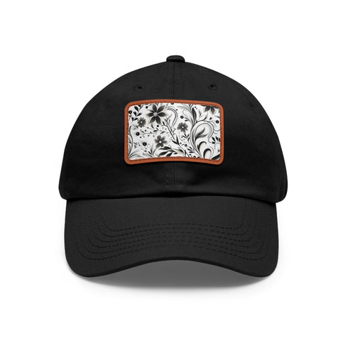 Monochrome baseball cap with repeating black and white pattern.