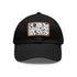 Monochrome baseball cap with repeating black and white pattern.