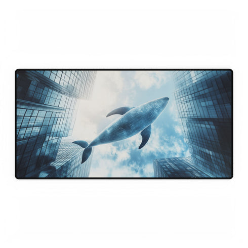 Glass Whale Swimming through Skyscrapers Gaming XXL Extended Desk Mat