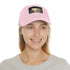 Whimsical fairy tale inspired white baseball cap with light brown patch.