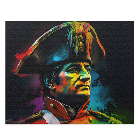 Vibrant watercolor puzzle featuring Napoleon, perfect for history and art lovers.