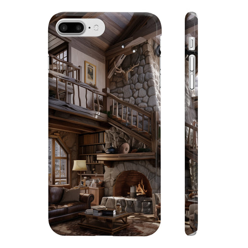Rustic mountain cabin iPhone 7 Plus glossy slim phone case.