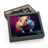 Colorful neon hamster watercolor puzzle, perfect for animal lovers and gamers.