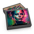 Charlize Theron watercolor puzzle featuring vibrant neon colors, 120 pieces.