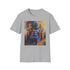 Charcoal crew neck cotton T-shirt with a vibrant Thanos painting design