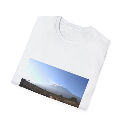 Charcoal crew neck cotton T-shirt featuring Mount Kilimanjaro inspirational design