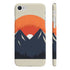Mountain Dawn landscape phone case, minimalist design in glossy finish.