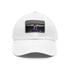 White and light brown Lionel Messi signature baseball cap with rectangle patch.