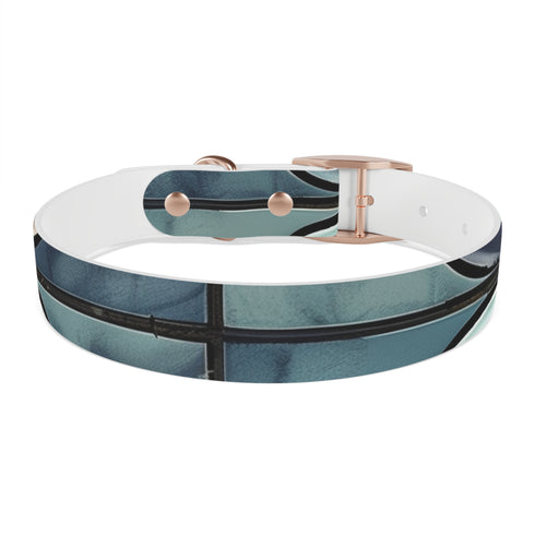 Stylish black onyx M dog collar with Artisan Tiles pattern.