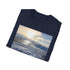 Charcoal cotton crew neck T-shirt with icy blue Antarctic graphic