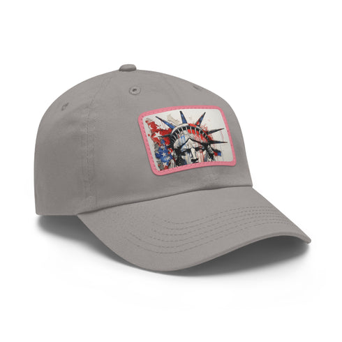 Patriotic American flag baseball hat with unique sketch design, white/brown.