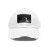 White cotton space baseball cap with light brown rectangle patch.