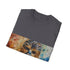 Charcoal cotton t-shirt with vibrant Chewbacca watercolor design featuring crew neck