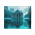 Glass Temple Submerged in Dream Lake Plush Fleece Throw Blanket