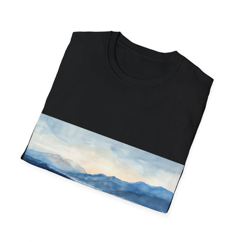 Alaska Bliss Watercolor Tee, Charcoal, Crew Neck, Summer T-Shirts