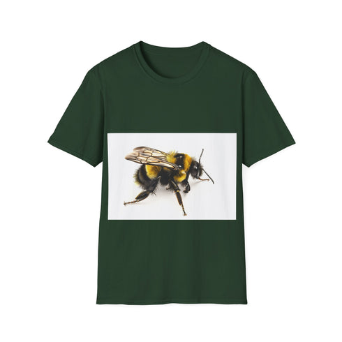 Charcoal crew neck tee with vibrant bumblebee watercolor design