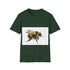 Charcoal crew neck tee with vibrant bumblebee watercolor design