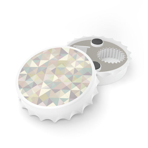Chic white geometric bottle opener with modern pattern for kitchen.