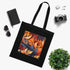 Autumnal black cotton tote bag with vibrant foliage and wildflowers design.