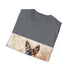 German Shepherd themed charcoal tee with watercolor design, regular fit.