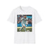 Charcoal cotton t-shirt with vibrant watercolor Messi design embodying Argentinian pride