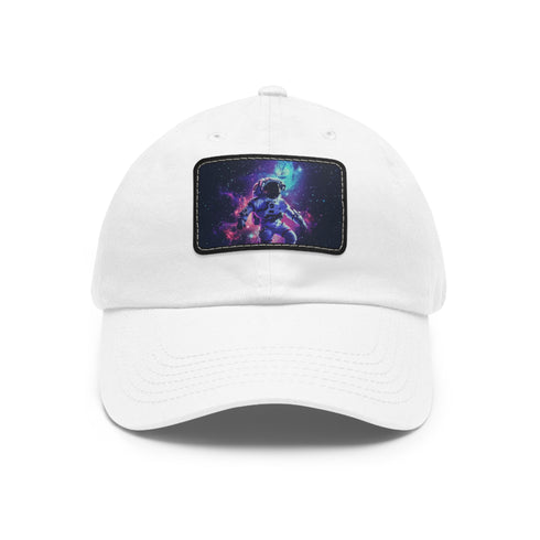 Space-inspired white cotton hat with light brown patch for galactic explorers.