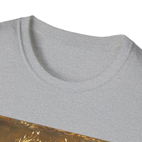 Mythical phoenix rising from ashes on charcoal t-shirt - cotton, crew neck fit.