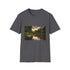 Charcoal cotton T-shirt with Amazon rainforest symphony design