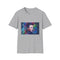 Charcoal cotton t-shirt with vibrant watercolor neon explosion design