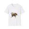 Charcoal watercolor tee with vibrant bumblebee design in soft cotton fabric
