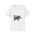 Charcoal watercolor tee with vibrant bumblebee design in soft cotton fabric
